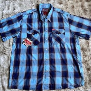 DIXXON Men's Blue Plaid Button Down Shirt